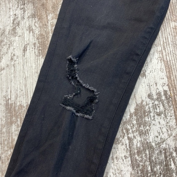 Express NWT Black Distressed Slim Super High Rise Jeans Size 00 - Picture 9 of 11